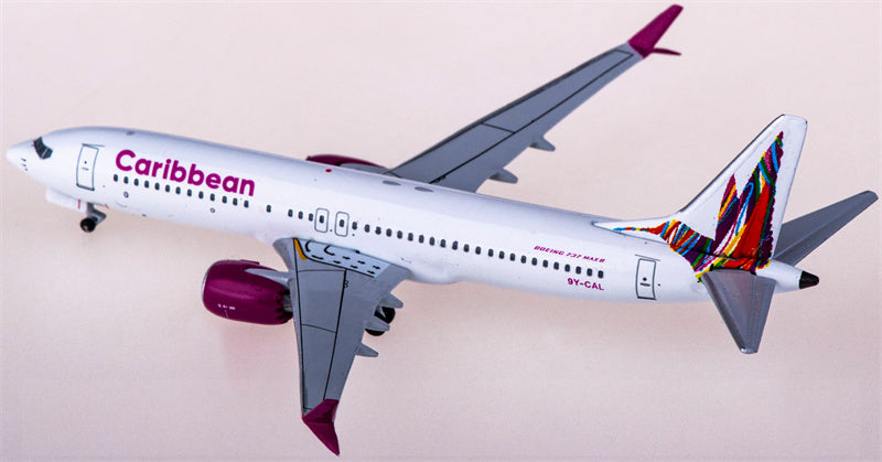 AeroClassics Caribbean Airlines Boeing 737 MAX 8 9Y-CAL 1:400 Diecast Model view 3