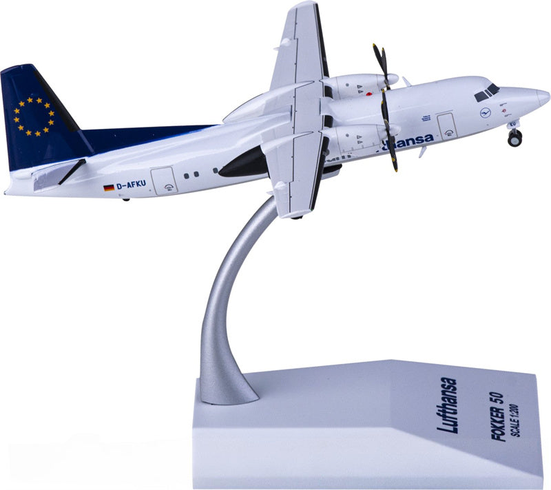 JC Wings Lufthansa for Fokker 50 D-AFKU 1:200 Airplane Pre-built  Airliner Model Display
