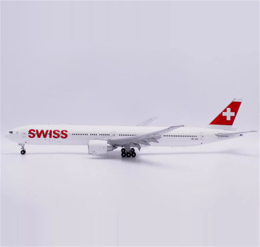 JC Wings Swiss for Boeing 777-300ER HB-JNG Flaps Down 1:200 Airplane Pre-built  Airliner Model Display