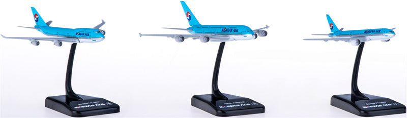 Hogan Korean Air Boeing 747-400 777-200 Airbus A380 3PCS a set 1:1000 Diecast Model view 2