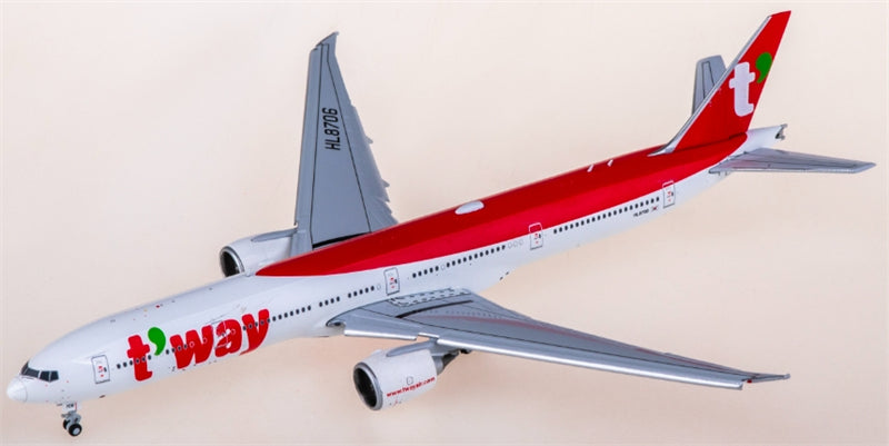 JC Wings T'way Air Boeing 777-300ER HL8706 Flaps down 1:400 Diecast Model view 2