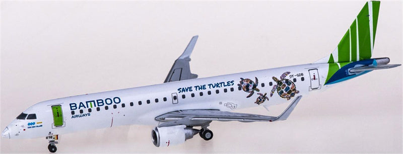 JC Wings Bamboo Airways for Embraer ERJ-190-200LR OY-GDB  Save the turtles 1:400 Airplane Pre-built  Airliner Model Display