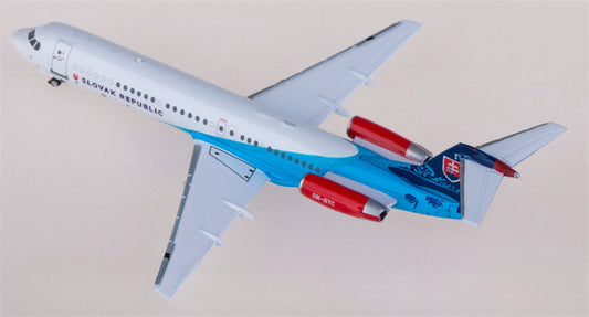 JC Wings Slovakia Government Flying Service Fokker 100 OM-BYC 1:400 Diecast Model view 1