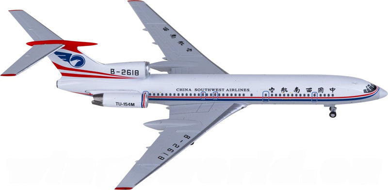 NG Models China Southwest Airlines Tupolev TU-154M B-2618 1:400 Diecast Model view 2
