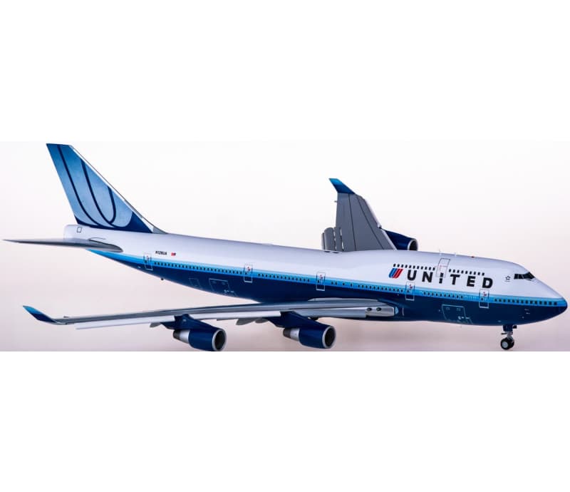 JC Wings United Airlines Boeing 747-400 N128UA Flaps down 1:200 Aircraft Pre-built  Airliner Model Display