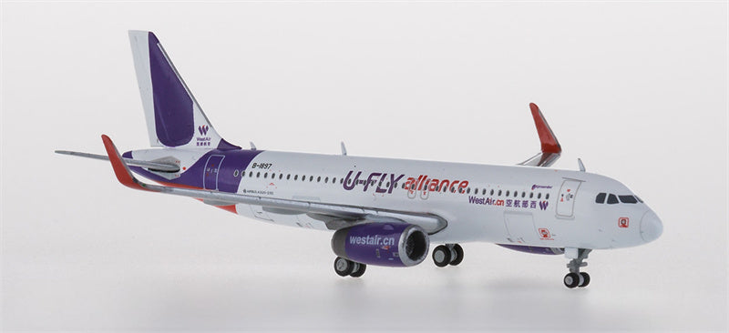 JC Wings West Air Airbus A320 B-1897 U-fly Alliance 1:400 Diecast Model view 2