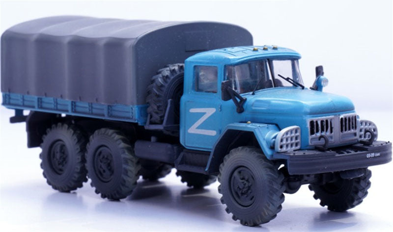 Panzerkampf ZIL-131 Military Blue Russian Aid Militia 1:72 Truck Pre-built Model