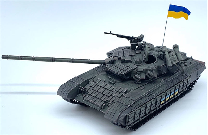 ARTISAN Ukrainian T-64BV main battle tank with National flag Wearing skirt armor 1:72 Tank Pre-built Model