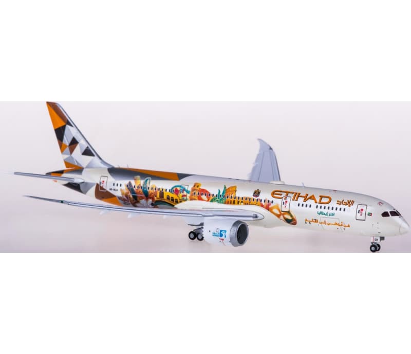 JC Wings Etihad Airways Boeing 787-9 Dreamliner A6-BLH Choose Italy Livery Flaps down 1:400 Aircraft Pre-built  Airliner Model Display