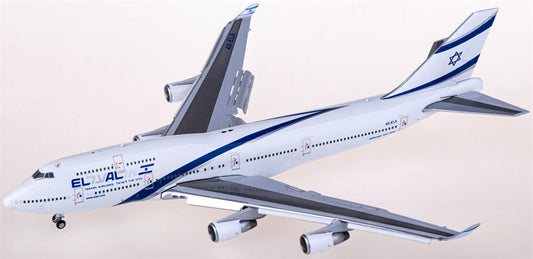 JC Wings EL AL Israel Airlines Boeing 747-400 4X-ELA Flaps Down w/ Aviationtag 1:400 Diecast Model view 1
