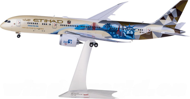 Herpa Etihad Airways Boeing 787-9 Dreamliner A6-BLE Choose the USA 1:200 ABS Model view 1