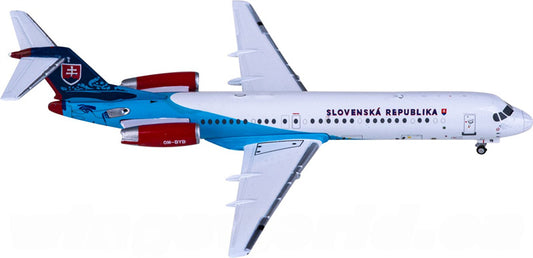 JC Wings Fokker 100 OM-BYB Slovenska Republika 1:400 Diecast Model view 1