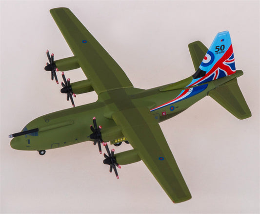 Herpa RAF Royal Air Force Lockheed C-130J Super Hercules ZH883 1:500 Diecast Model view 1