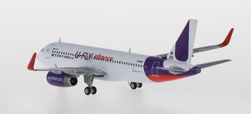 JC Wings West Air Airbus A320 B-1897 U-fly Alliance 1:400 Diecast Model view 3