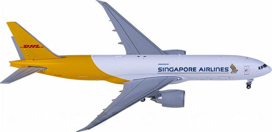 JC Wings Singapore Airlines DHL Boeing 777-200LRF 9V-DHA 1:400 Diecast Model view 1