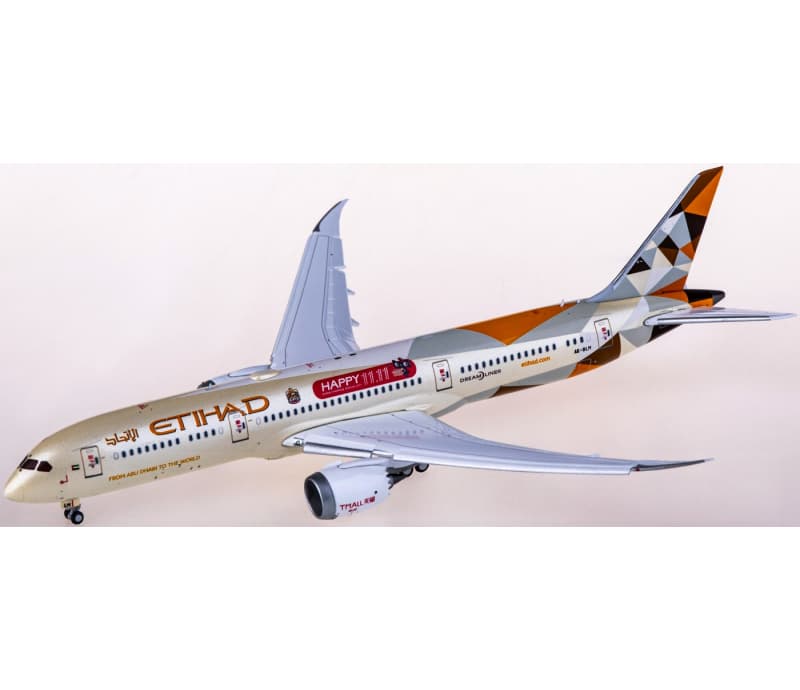 JC Wings Etihad Airways Boeing 787-9 A6-BLM Flaps down 1:400 Aircraft Pre-built  Airliner Model Display