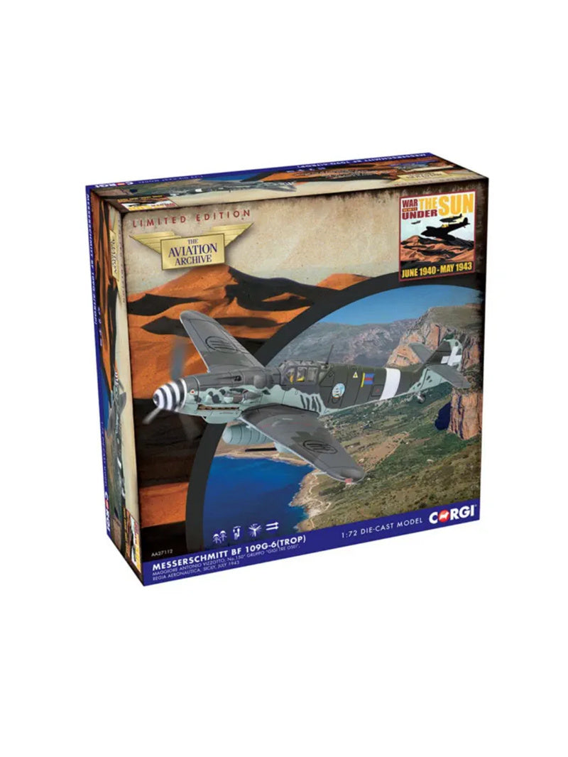 CORGI Messerschmitt Me109G-6 (Trop), Maggiore Antonio Vizzotto, Regia Aeronautica, 150 Gruppo, Sicily, July 1943. 1/72 Aircraft Pre-built Model