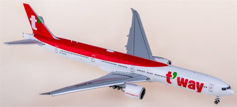 JC Wings T'way Air Boeing 777-300ER HL8706 Flaps down 1:400 Diecast Model view 1