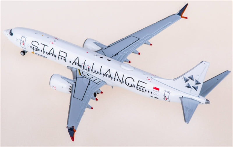 JC Wings Singapore Airlines for Boeing 737 MAX 8 9V-MBL Star Alliance 1:400 Aircraft Pre-built  Airliner Model Display