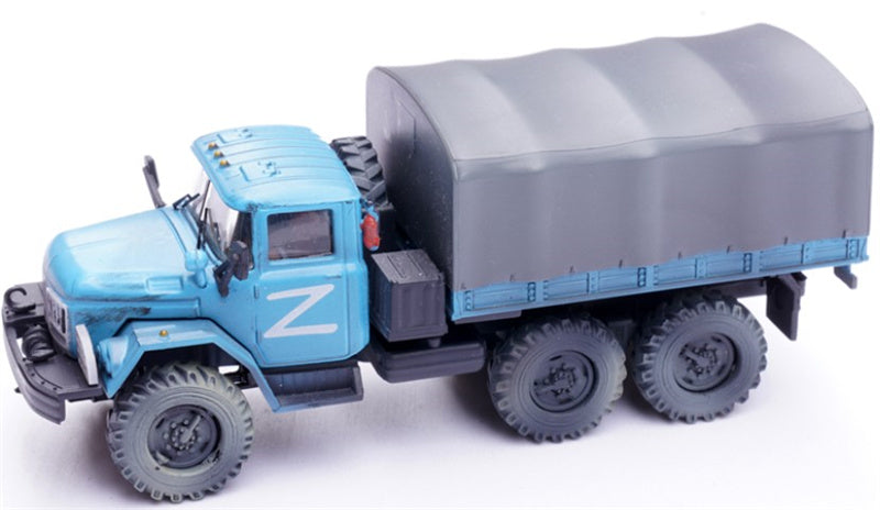Panzerkampf ZIL-131 Military Blue Russian Aid Militia 1:72 Truck Pre-built Model