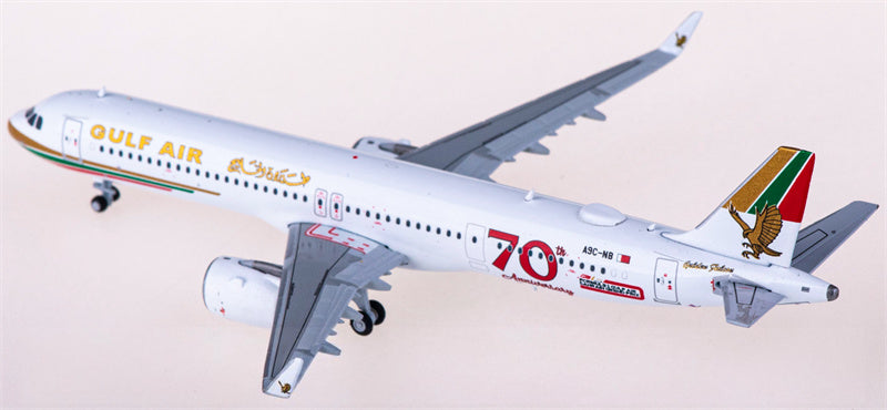 JC Wings Gulf Air Airbus A321neo A9C-NB 70th 1:400 Diecast Model view 1