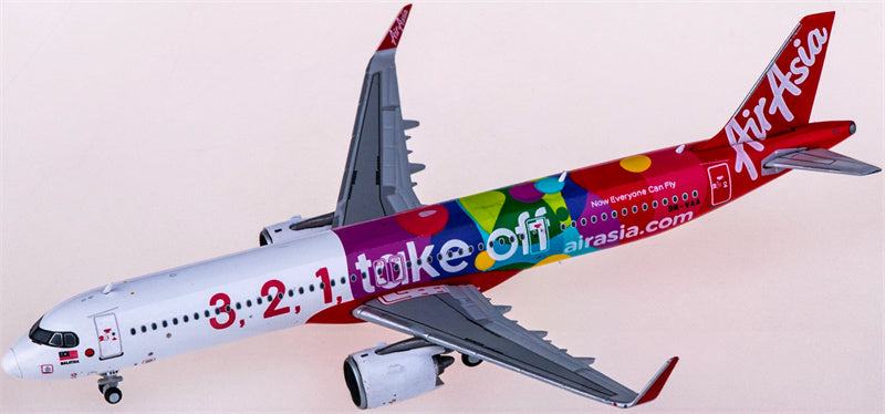 JC Wings AirAsia for Airbus A321neo 9M-VAA 3,2,1 take Off 1:400 Airplane Pre-built  Airliner Model Display