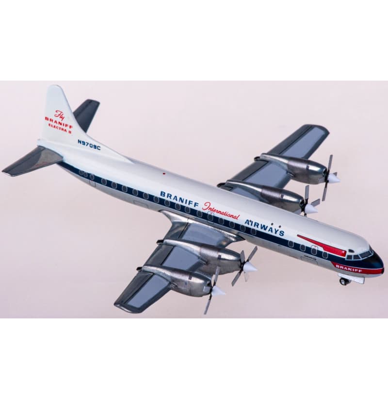 Geminijets Braniff Airways Lockheed L-188A Electra N9709C 1:400 Aircraft Pre-built  Airliner Model Display