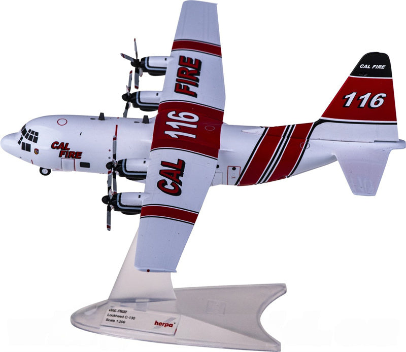 Herpa CAL Fire Lockheed Martin C-130H Hercules 116 1:200 Diecast Model view 2