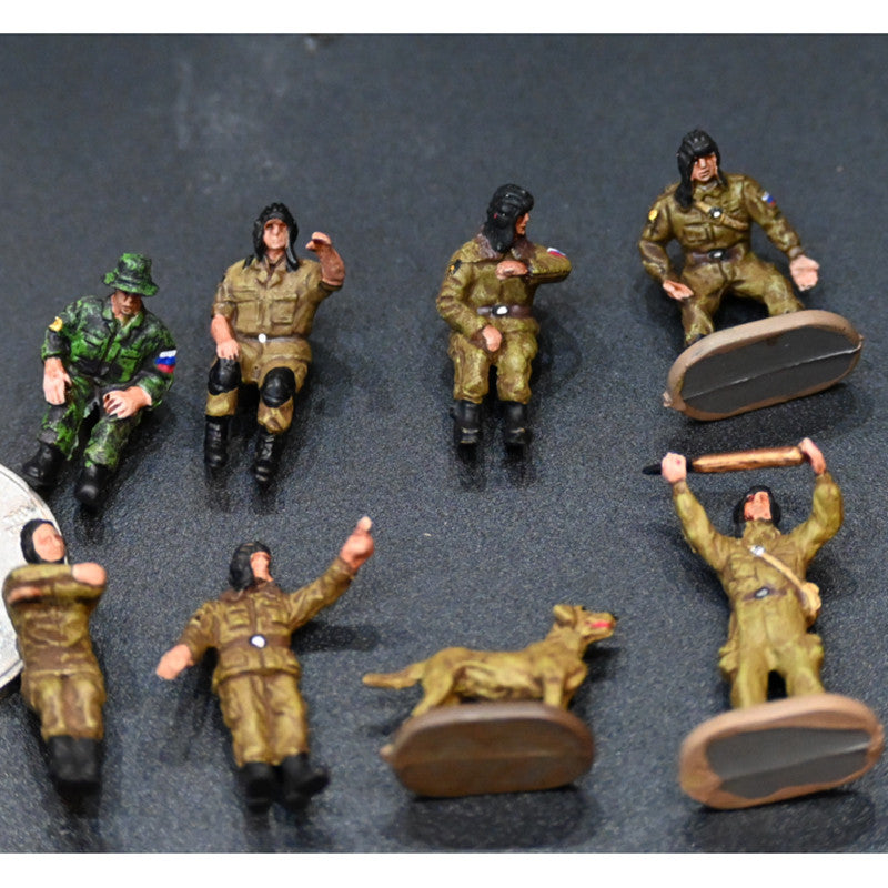 3R Russian tank crew set 7 figures with 1 dog 1:72 Soldier Pre-built Model