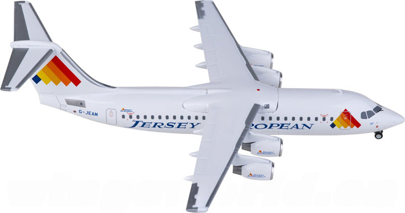 Herpa Jersey European Airways BAe 146-300 G-JEAM 1:200 Diecast Model view 2