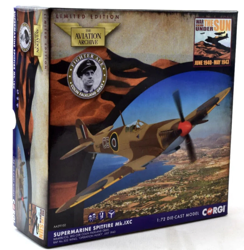 CORGI Supermarine Spitfire MkIXc GC Colin Gray Operation Husky July 1943 1/72 Aircraft Pre-built Model