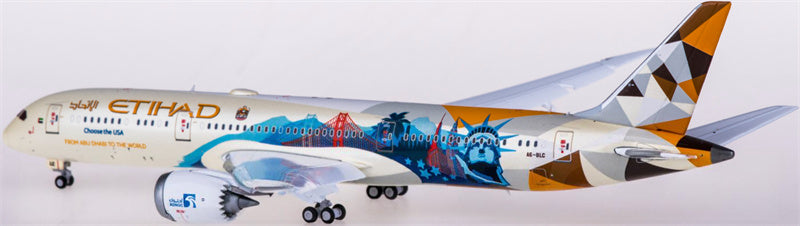 JC Wings Etihad Airways Boeing 787-9 Dreamliner A6-BLC Choose the USA Flaps Down 1:400 Diecast Model view 4