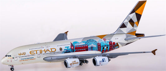 JC Wings Etihad Airways Airbus A380 A6-APC Choose the United Kingdom 1:400 Diecast Model view 1