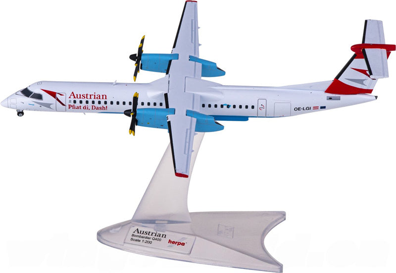 Herpa Austrian Airlines for Bombardier for Dash 8 Q400 OE-LGI 1:200 Airplane Pre-built  Airliner Model Display