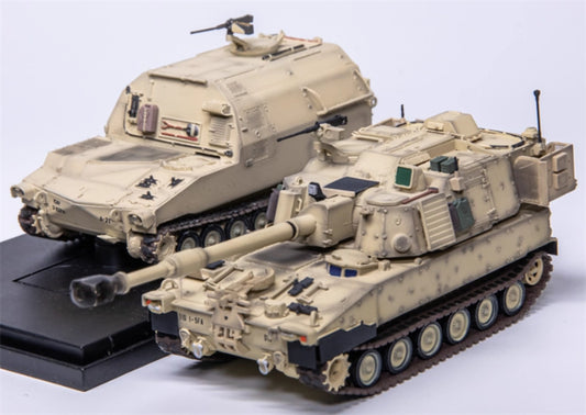 T-MODEL US M109A7 self-propelled howitzer 155mm w/ ammunition vehicle Sand colored style 1:72 Tank Pre-built Model