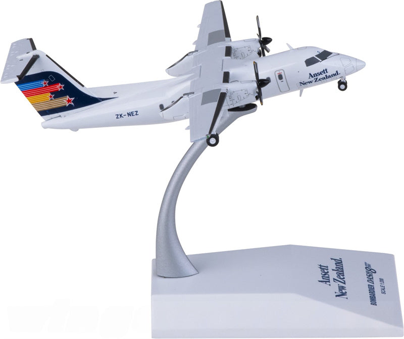 JC Wings Ansett for Bombardier for Dash 8 Q100 ZK-NEZ 1:200 Airplane Pre-built  Airliner Model Display