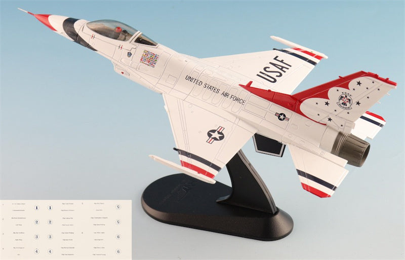 HOBBY MASTER F16C Fighting Falcon USAF Thunderbirds USAF RIAT 2017 (w/No.1 to No.6 decals) 1:72 Aircraft Pre-built Model