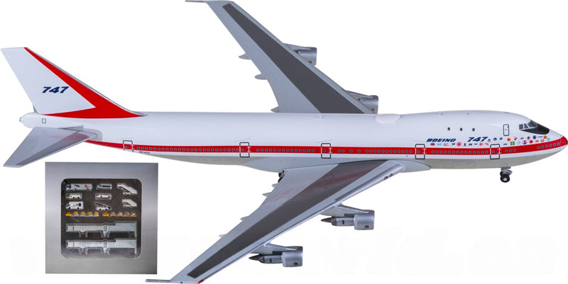JC Wings Boeing 747-100 N7470 w/ GSE 1:400 Diecast Model view 1