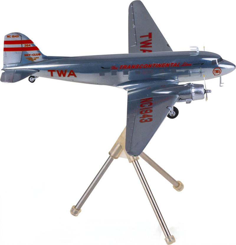 Geminijets Transcontinental & Western Air Douglas DC-3 NC1943 1:200 Diecast Model view 1