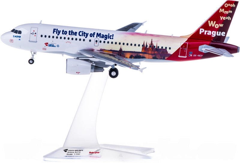 Herpa Czech Airlines for Airbus A319 OK-NEP City of Prague 1:200 Aircraft Pre-built  Airliner Model Display