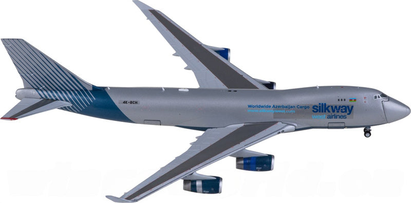 JC Wings Silk Way West Airlines Boeing 747-400F 4K-BCH Interactive Series 1:400 Diecast Model view 3