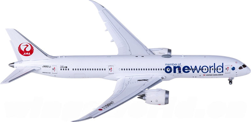 JC Wings Japan Airlines Boeing 787-9 Dreamliner JA861J One World Flaps Down 1:400 Diecast Model view 2