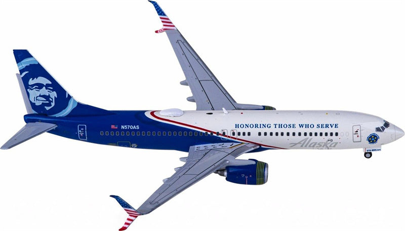 Geminijets Alaska Airlines Boeing 737-800S N570AS Honoring Those Who Serve 1:400 Diecast Model view 2