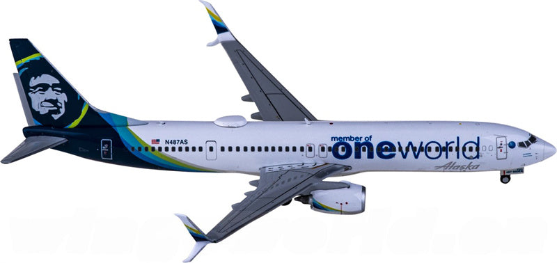 ジェミニジェッツ アラスカ航空 ボーイング737-900ER N487AS ワンワールド加盟 1:400スケール 飛行機組み立て済み旅客機モデル ディスプレイ