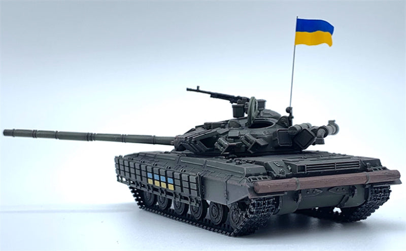 ARTISAN Ukrainian T-64BV main battle tank with National flag Wearing skirt armor 1:72 Tank Pre-built Model