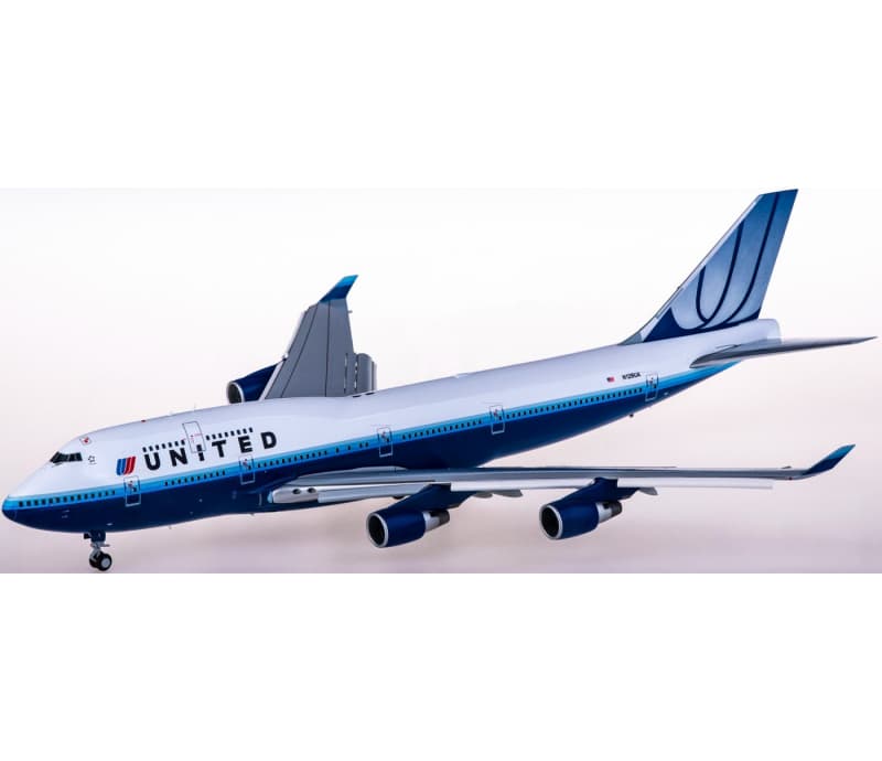 JC Wings United Airlines Boeing 747-400 N128UA Flaps down 1:200 Aircraft Pre-built  Airliner Model Display