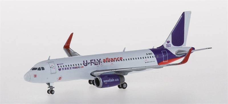 JC Wings West Air Airbus A320 B-1897 U-fly Alliance 1:400 Diecast Model view 1