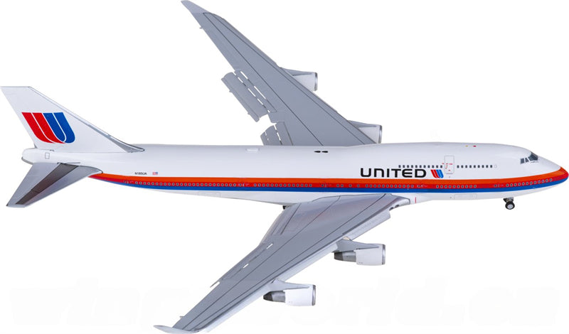 JC Wings United Airlines Boeing 747-400 N185UA Flaps Down 1:400 Diecast Model view 1