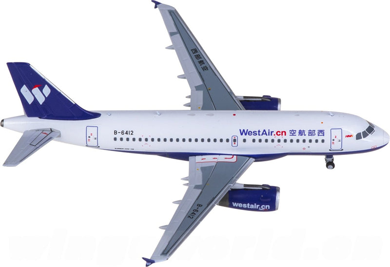 NG Models West Air Airbus A319 B-6412 1:400 Diecast Model view 4