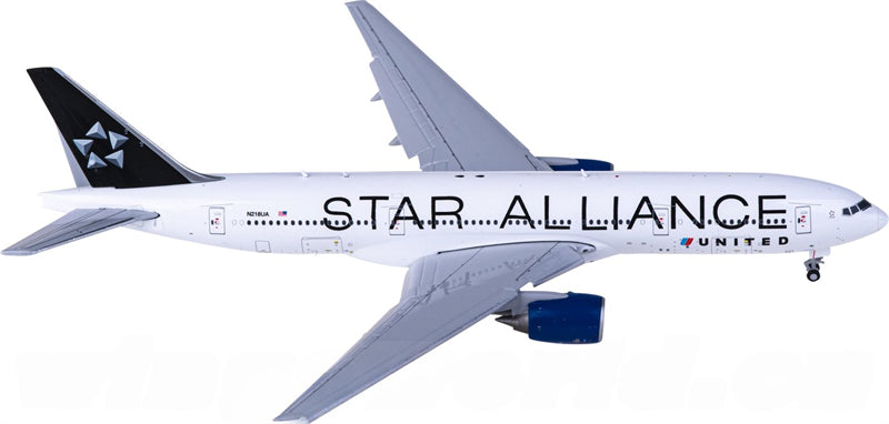 JC Wings United Airlines Boeing 777-200ER N218UA Star Alliance Flaps Down 1:400 Diecast Model view 2